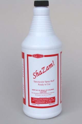 CS0699 = Part Number Shazam Spray Buff = Common Name ShaZam Spectacular Spray Buff = MSDS Name U sed for: A spray buff polish for floors to be used with a buffing machine. D irections for use: 1.
