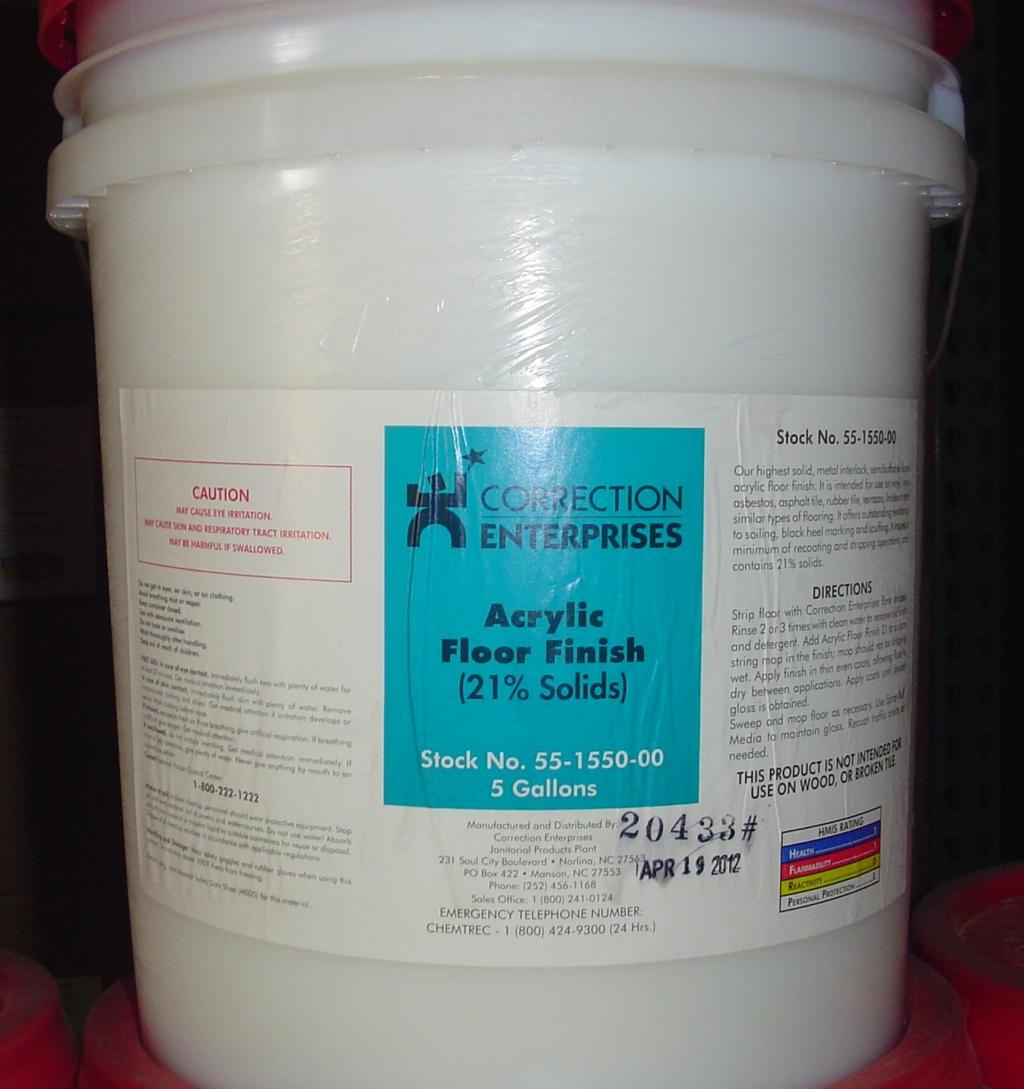 CS1103 = Part Number Floor Wax = Common Name N.C.C.E. Acrylic Floor Waxes = MSDS Name Used for: Protection of tile and terrazzo flooring and provides a shiny appearance.