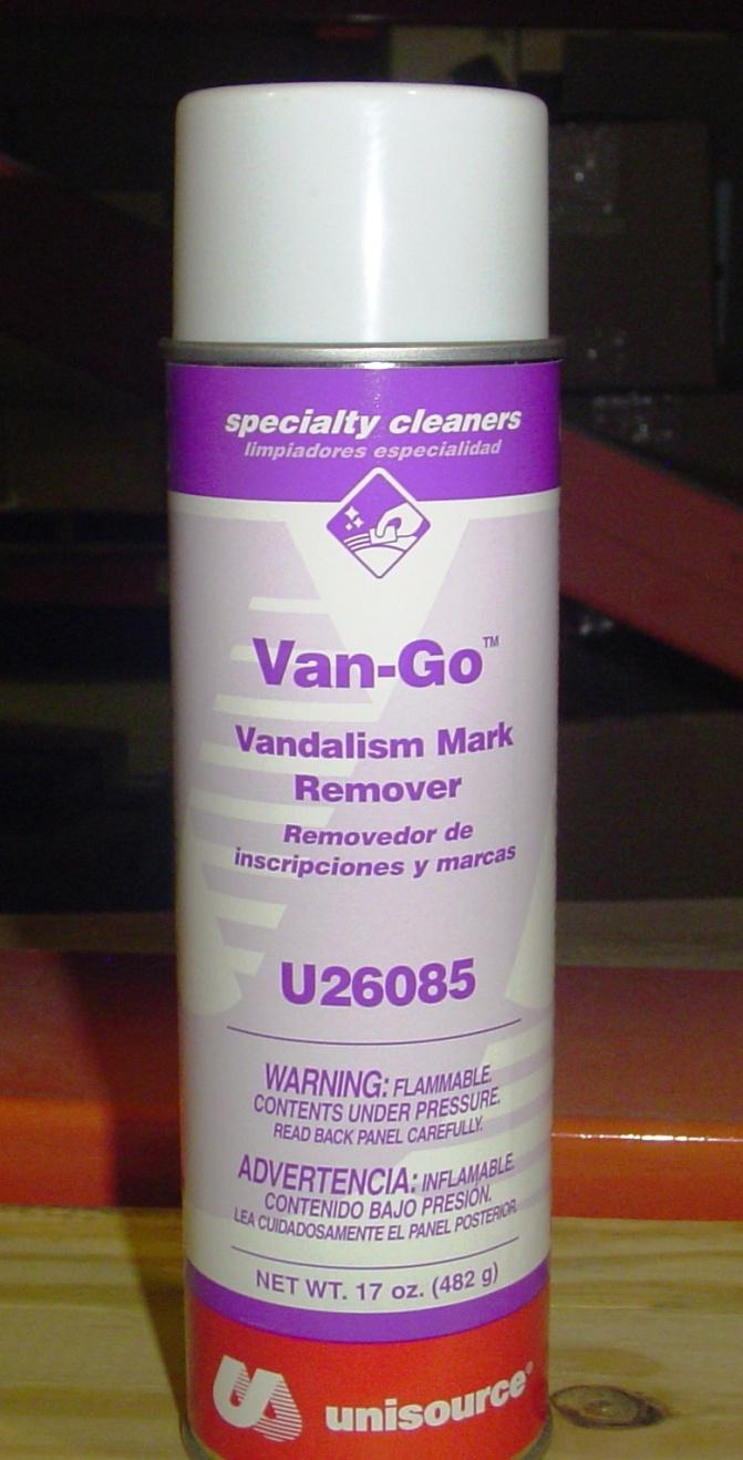 CS1105 = Part Number Mark Remover = Common Name VAN-GO Vandalism Mark Remover = MSDS Name or Vandal Mark Remover = MSDS Name Used for: Used for removing graffiti.