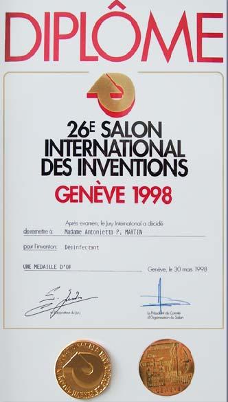 A gold medal winner at the 26th Congress of Inventors in Geneva in 1998 The award was based on Three Criteria: efficiency