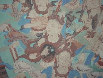Cave Temples of Dunhuang: Buddhist Art on China's Silk Road May 7 September 4, 2016 Cave 85, detail of wall painting of musicians, Late Tang dynasty (848 907 CE). Mogao caves, Dunhuang, China.