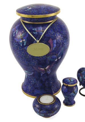 Cloisonné (copper/enamel) Each urn is crafted by hand using a comprehensive and sophisticated process involving hammering of copper