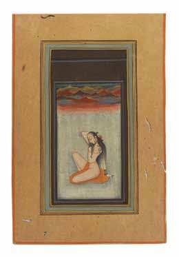 Stephen Addiss 985 986 An Indian Gouache Painting depicting a nude beauty,
