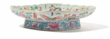 282 283 284 285 286 282 A Famille Rose, Blue and White Porcelain Moon Flask of typical form, with qilin handles mounted at the shoulders, having a circular cartouche to each side, depicting a bird