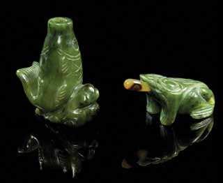 Property from a Private Collector, Chicago, Illinois $2,000-3,000 540* Three Jadeite Snuf Bottles one carved to depict