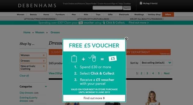 In this week s release, the retailer focused on brands such as Warehouse, Oasis and Carvela. POP-UP PROMOTIONS Debenhams had the below offer on its website.