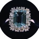 383 AN 18CT WHITE GOLD DIAMOND AND BLUE