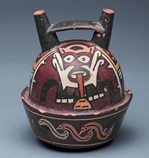Trophy Head Taster Southern Coast, Nazca Early Intermediate Period 1 700 CE 14.7 x 11.8 x 11.7 cm Collection of Sam Olden Courtesy of Mississippi Museum of Art L0025.