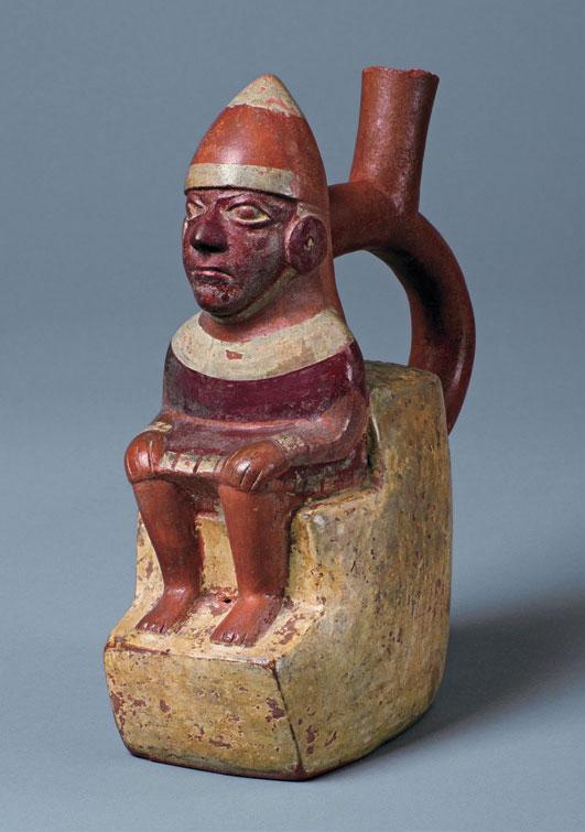 Seated Nobleman on Throne Northern Coast Moche III 200 450 CE 20.7 x 9.2 x 17.8 cm Collection of Sam Olden Courtesy of Mississippi Museum of Art L0068.