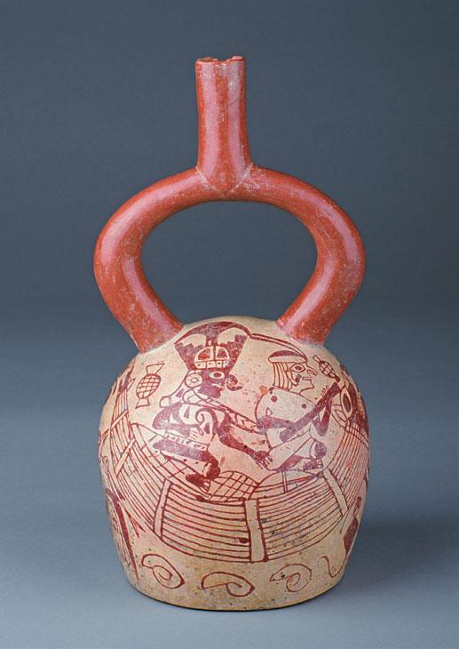 Fineline Nobleman on a Totora Reed Boat Northern Coast Moche IV 450 550 CE 27.7 x 14.9 x 14.7 cm Collection of Sam Olden Courtesy of Mississippi Museum of Art L0090.