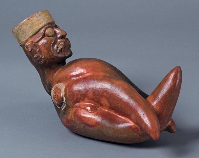 Shaman with Baby Formed in Yacón Root Northern Coast Moche 50 800 CE 18.8 14.2 33.7 cm Collection of Mississippi Museum of Art Gift of Sam Olden 1991.