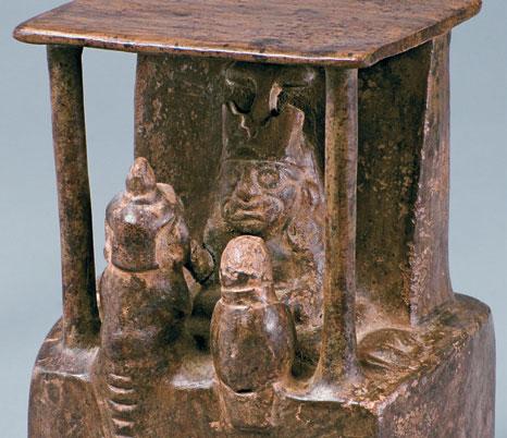 Seated Shaman Attended by Animals and a Baby Northern Coast Moche IV(?) 450 550 CE 17.3 x 11.8 x 20.3 cm Collection of Mississippi Museum of Art Gift of Sam Olden 1994.
