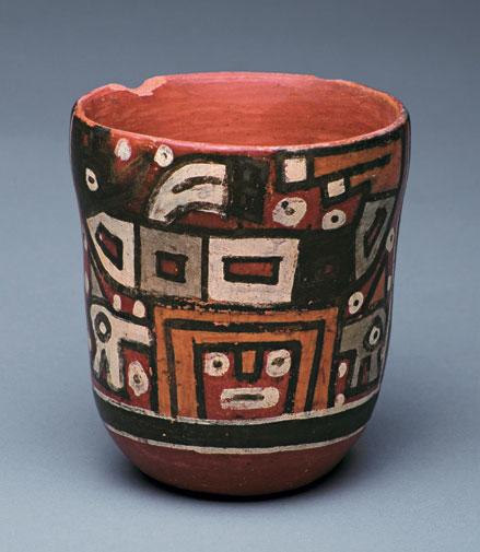 Qero-Shaped Cup Southern Coast, Tiwanaku Middle Horizon Period 500 800 CE 9.7 x 9.3 x 9.1 cm Collection of Mississippi Museum of Art Gift of Sam Olden 1990.