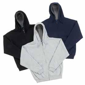 thermal full zip hooded sweatshirt with a heavyweight bonded