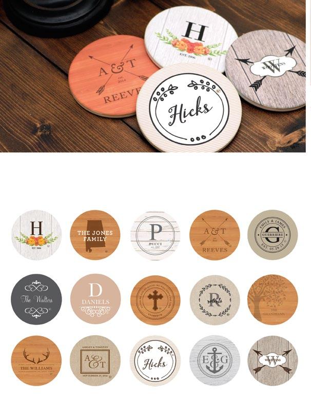 $29 set of 4! coasters COLLECTION 4.25 x 4.25 sandstone coasters with cork backing. *set of 4 will be identical design & personalization. Available in patterns shown.