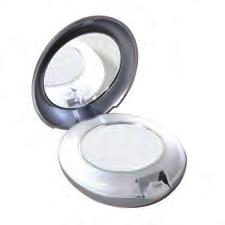 Suction cups attach to any clean, smooth surface Lighted around the entire perimeter for crystal clear illumination Compact case keeps mirrors clean and protected Case can act as stand or can be