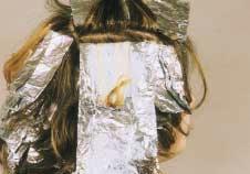 21 In this foil, the new growth is all bleached with a small section of previously bleached hair