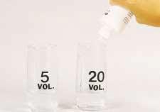Pour 4 ounces of 5 volume peroxide (1 oz. of 20 volume peroxide and 3 oz. of water) into the second glass. The contents of both glasses appear the same.