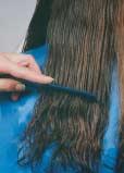 The untreated hair combs smoothly until it reaches the