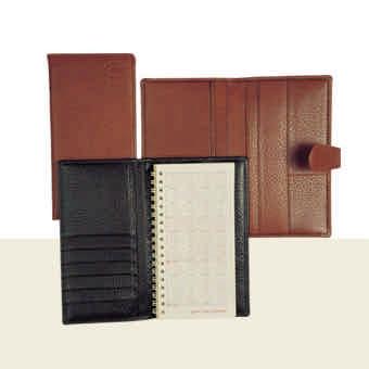 3.1.3.3 Miscellaneous Breast wallet/address book - 6 card holders - USA style Cheque Book holder Black, Chestnut Dimensions: 10cm x 17cm Style: 5108 Ladies wallet/8