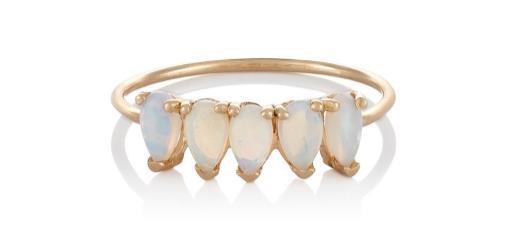 Pear-shaped Opal Cabochons Set in 14k Yellow Gold, $330, Loren Stewart available at