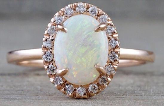 $399, A Sweet Pear Five Triangle Pink Opal Ring,