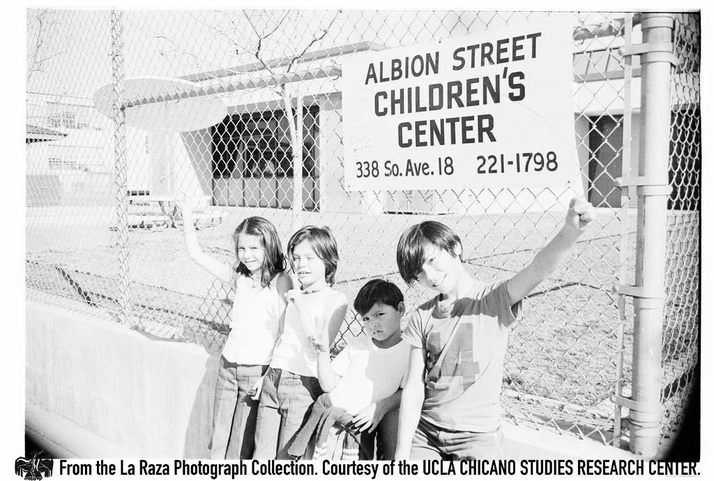 Children in front of the Albion Street Early Education Center Sixto Tarango,