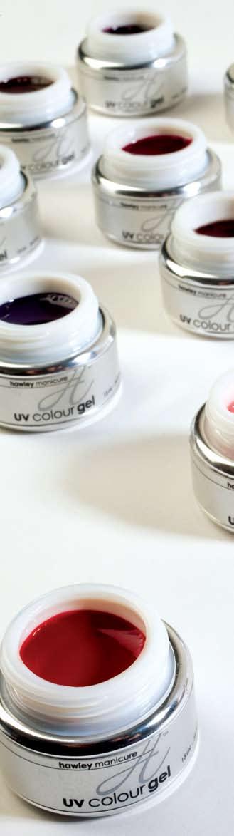UV GEL SYSTEMS Try the unique Hawley clear blue One Phase gel. A self levelling, viscous formula that has great strength & workability and excellent adhesion to the natural nail.