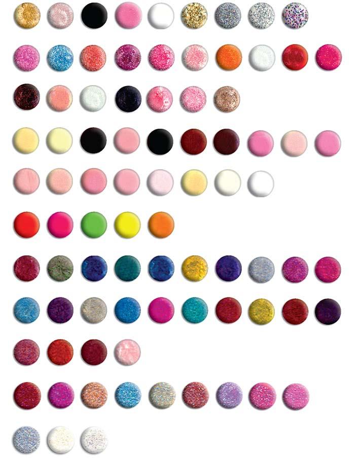 GUIDE ONLY, NOT TRUE TO EXACT COLOUR - 5013 NAIL POLISH COLOUR CHART IS TRUE TO COLOUR #221 Glitter #260 Glitter PINK #250 Glitter #280 #302 Neon #502 #512 #600 Glitter #522 #222 Glitter #261 Glitter