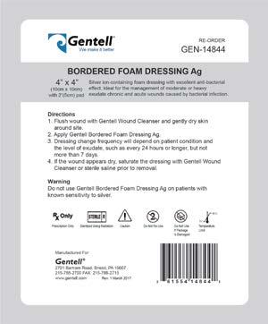 effect Inhibits a broad spectrum of infection Highly absorbent foam pad helps maintain moist healing environment Can be used as a primary dressing Gentell Bordered Foam Ag is a silver ion-containing