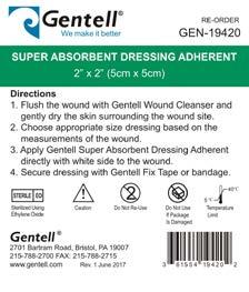 application Can be used as a primary dressing Gentell Super Absorbent Dressing Adherent offers excellent absorbent capacity for the treatment of moderate or heavy exudating wounds.