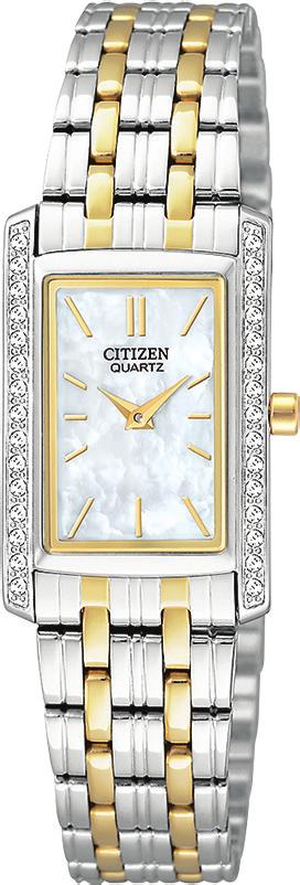 00 EJ6042-56E Ladies Citizen Quartz round gold-tone stainless steel case and bracelet, black dial with gold