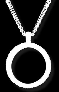 pendant cutout with a swirl design hangs on a 16" silver rope