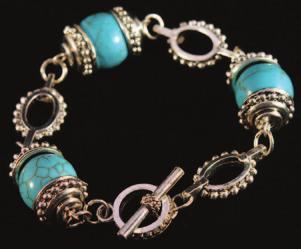 Silver Toggle Bracelet #OR204 Turquoise &