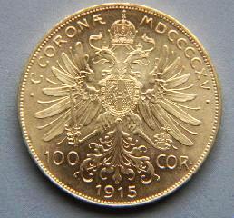 $400 - $500 1924 Columbian gold coin, approx. 16.0 Lot # 565 565 1915 Austrian gold coin, approx. 33.
