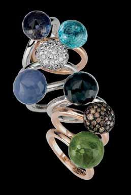 white gold, each bearing 52 different gemstones among brown and white diamonds.