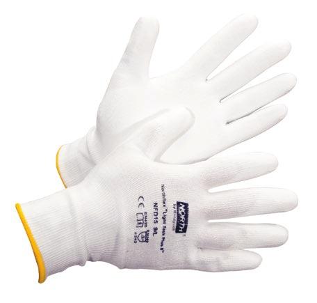 CUT-RESISTANT GLOVES WE300 NFD15 Polyurethane (PU)-Dipped Gloves PU coating is extremely durable, providing the best in abrasion, cut, tear and puncture protection PU durability allows for an