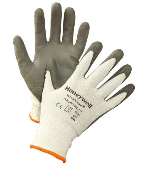 SKU Fiber Gauge Coating and color ANSI EN388 NFD11HD Dyneema, with thermal liner, orange 18 PVC foam, ¾ coating, black 4 / A4 4542 Honeywell Natural Rubber-Dipped Gloves Natural rubber coating