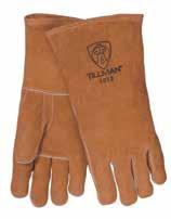 top-grain elkskin features reinforced thumb, lock stitching with Kevlar thread for added strength, welted fingers, unlined palm and cotton/foam-lined