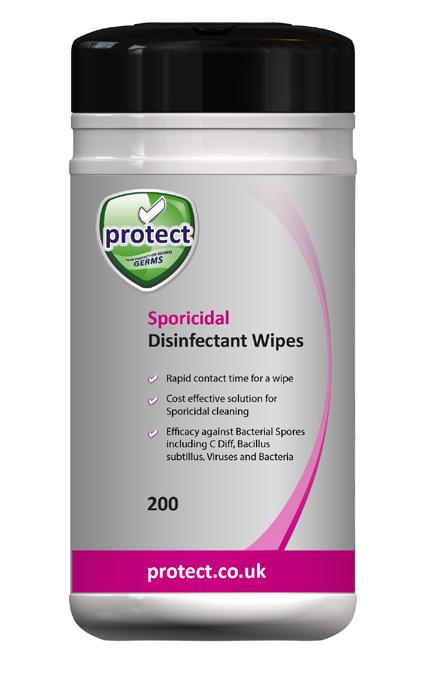 Surface Hygiene Sporicidal Disinfectant Wipes Tub of 200 Rapid contact time for a wipe Cost effective solution for Sporicidal cleaning Efficacy against acterial Spores including C Diff, acillus
