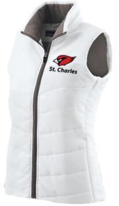 00(63) SC Ladies embroidered vest- White, Scarlet Ultra-lightweight Aero-Tec fabric provides