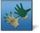 Cut Resistant EN 388-2243 Product Code: 1412A Green rubber coated palm glove