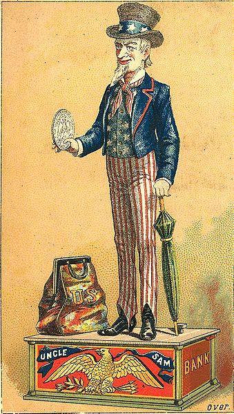 Marketing the Uncle Sam Bank It is a generally accepted fact that Shepard originated the fullcolor trading card method of advertising mechanical banks.
