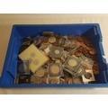 65. Large tray of mixed coins 25-50 73.