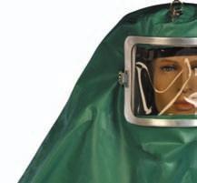 shoulder-length green PVC and clear vinyl hood fits over any