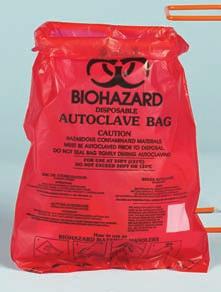 Bench-top Biohazard Bags Easy Open, Dispose Used Tips and Tubes Bright red, autoclavable bags feature one long flap for easy opening.