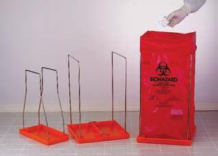 BAGS Biohazard Bag holders Clavies Keep Bags Open for Easy Access Keep bags open and securely supported on these economical, lightweight, stainless steel wire frames.
