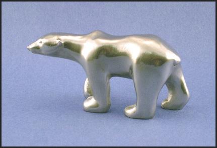 PEWTER SULPTURE Y MY OEN Pewter Sculpture by May Ocean cast from lead free pewter 57NSP polar bear, 4 long $75.00 gift box $3.
