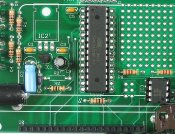 Place the female header strip with the sockets up in the PCB.