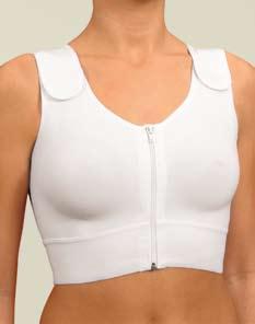 Full-bodied cotton bra with seamless, moulded, double-layer cups. It has a frontal zip closure and wide adjustable velcro straps.